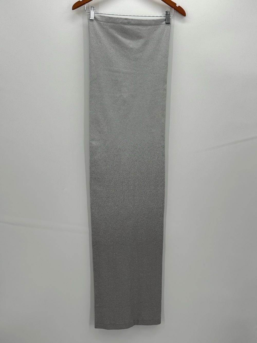 Wolford Silver Fading Shine Strapless Bodycon Maxi Dress Metallic Glam Gown - Picture 11 of 15